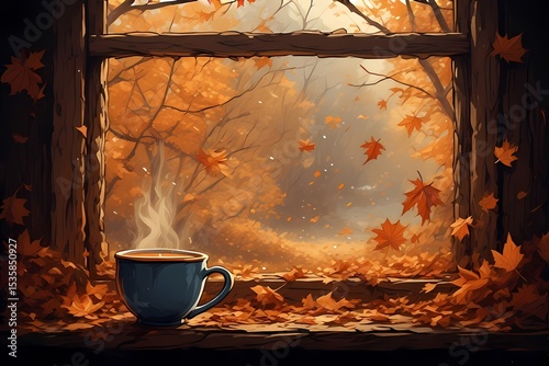 Cozy Autumn Cartoon Vibes: Warm Drink by Window Wallpaper
Autumn Morning: Cartoon Girl and Cat with Hot Beverage Background
Comforting Fall Scene: Cartoon Mug, Leaves, and Window Desktop Wallpaper

