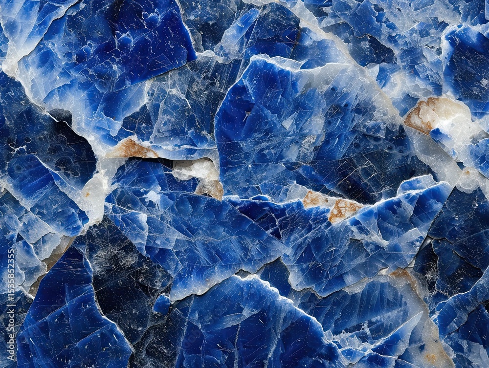 Obraz premium Texture of sodalite gemstone. Blue stone.