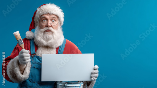Creative Santa Claus brings holiday cheer with blank sign for festive messages