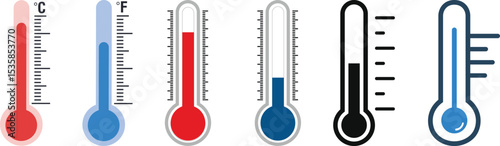 Various Thermometer Readings Showing Different Temperatures