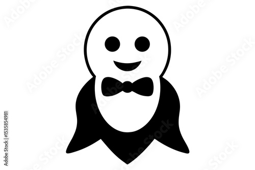 Adorable Smiling Baby Ghost with Bowtie - Cute Spooky Character on White Background