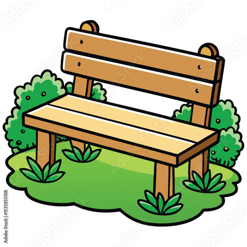 wooden bench on the grass