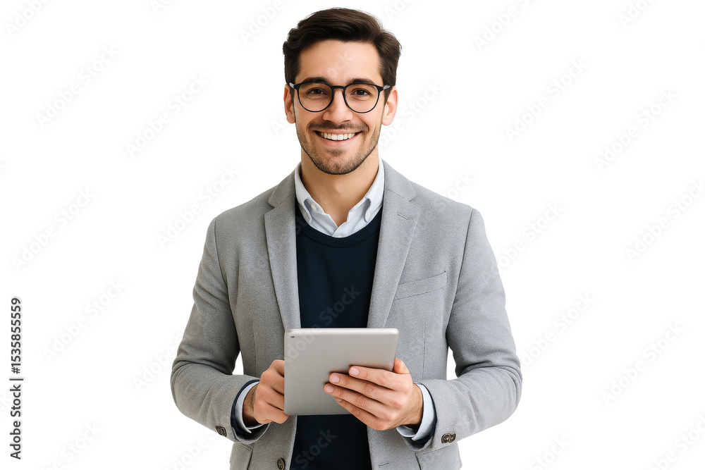 Professional man holding tablet office environment business portrait indoor smiling approach Professional man holding tablet office environment business portrait indoor smiling approach