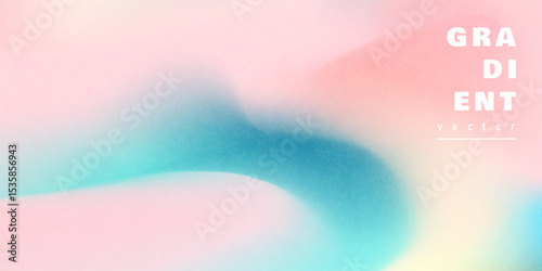 Abstract blurred gradient background with flowing pastel pink, teal, and yellow organic shapes and grainy texture, for modern fluid design or creative project backdrop. Vector illustration.