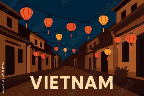 Colorful Lantern Streets of Hoi An at Night.eps