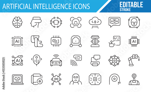Editable AI Icons for Smart Devices, 5G, and Robotics Design
