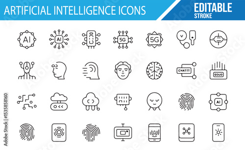 Vector Icons for AI, Machine Learning, and 5G Networks