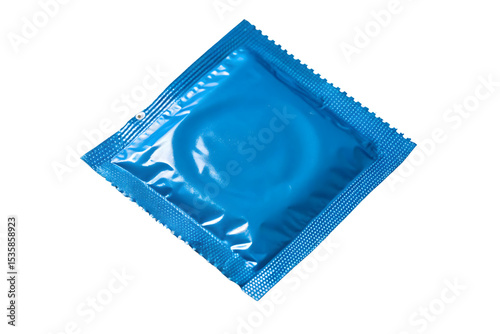 Blue Condom packet on Transparent Background
