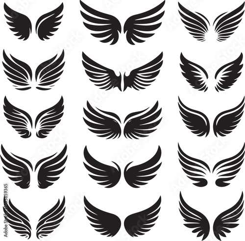 Black and white feather and wing vector seamless pattern illustration with a floral decoration for your design projects