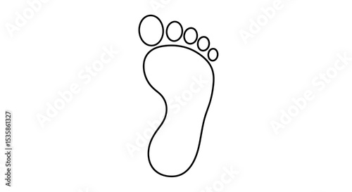 Footprint outline vector image for design elements and medical illustrations of feet anatomy on transparent background