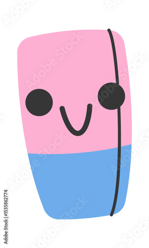 Kawaii smiling eraser cartoon character