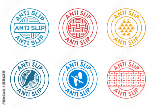 Anti slip icon set design. Non slip safety icon, Slip prevention sign
