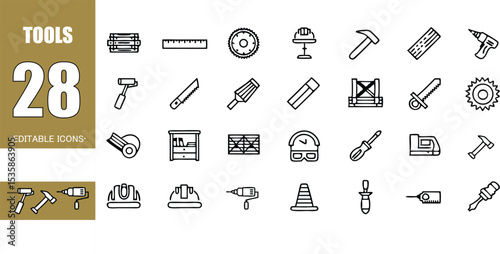 Handyman construction tools repair equipment carpentry industry diy hardware toolkit renovation instrument vector