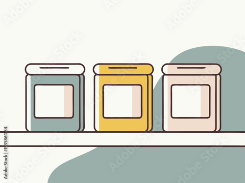 Grocery items in minimalist style, for online shopping apps