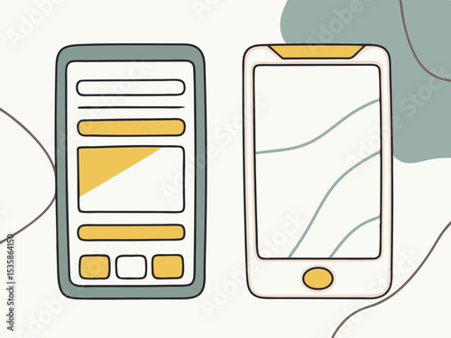 Mobile payment app interface design, for grocery shopping, with copy space