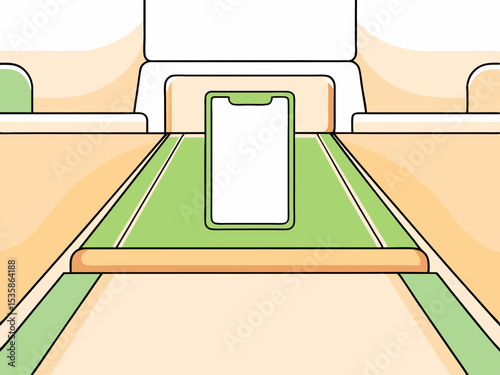Smartphone app for grocery shopping, pastel colors, for mobile payment, with copy space