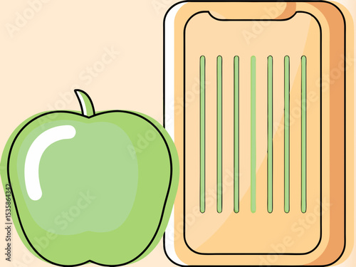 Green apple near smartphone, for mobile payment app design