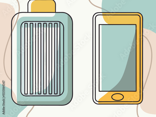 Mobile payment app interface design, for grocery shopping, with copy space