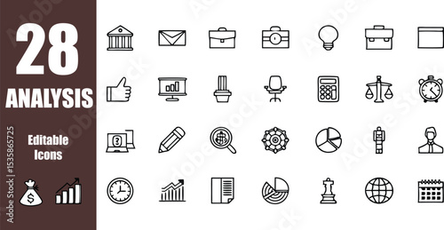 Analysis business finance chart data graph icon set vector design for presentation and marketing strategy