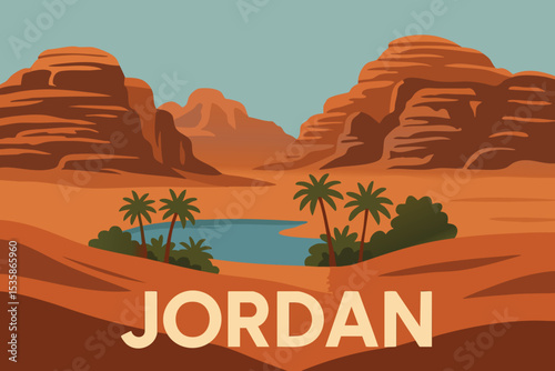 Wadi Rum Desert Oasis in Jordan.eps
