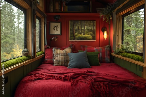 Cozy Tiny Home Forest-Inspired Bedroom Interior