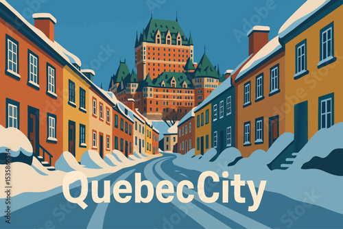 Snow-covered Streets of Quebec City in Winter