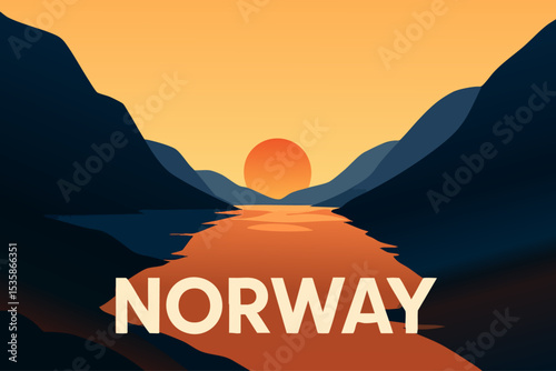Sunset Over the Majestic Norway Fjords
