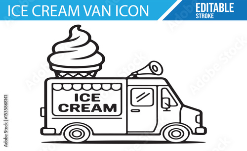 Editable Ice Cream Van Icon for Sweet Treat Catering and Ice Cream Parlors