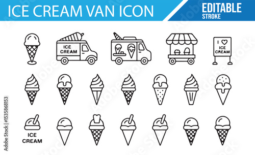 Simple Ice Cream Truck Icon for Food Cart, Catering, and Dessert Party Designs

