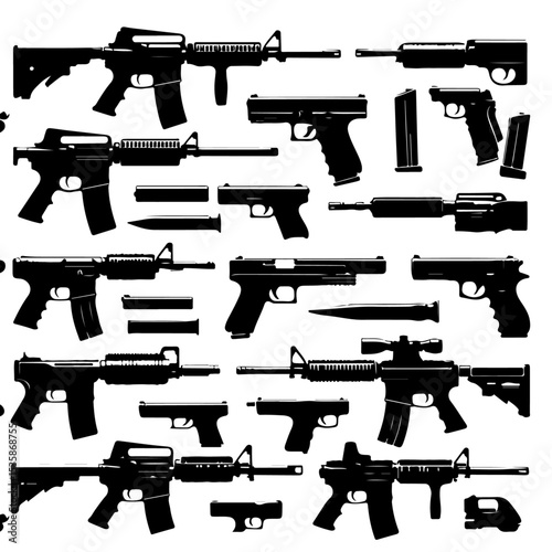 set of guns  silhouette