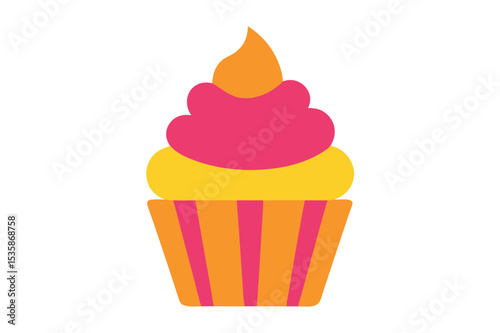 vibrant cupcake clipart on white background 