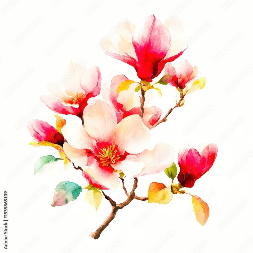 Obraz premium Delicate magnolia flowers in soft pink and white hues.