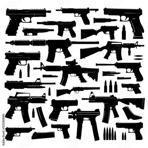 set of guns  silhouette