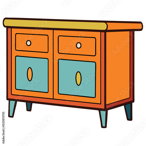 wooden cabinet isolated on white