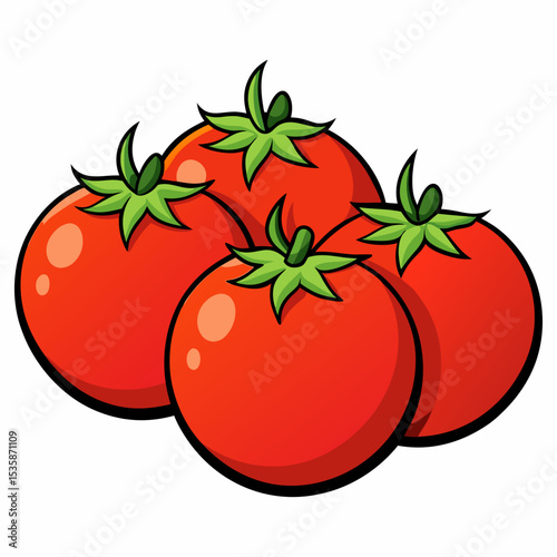 Red Tomatoes Cluster Cartoon Illustration on White Background 1