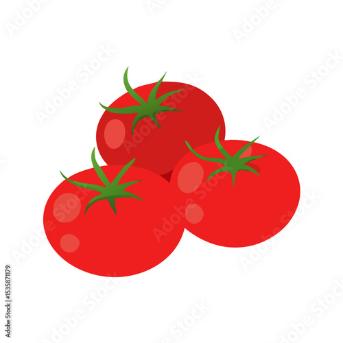 Three Red Tomatoes Isolated on White Background vegetable