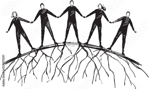 Unity and Connection shown through an abstract image of individuals holding hands