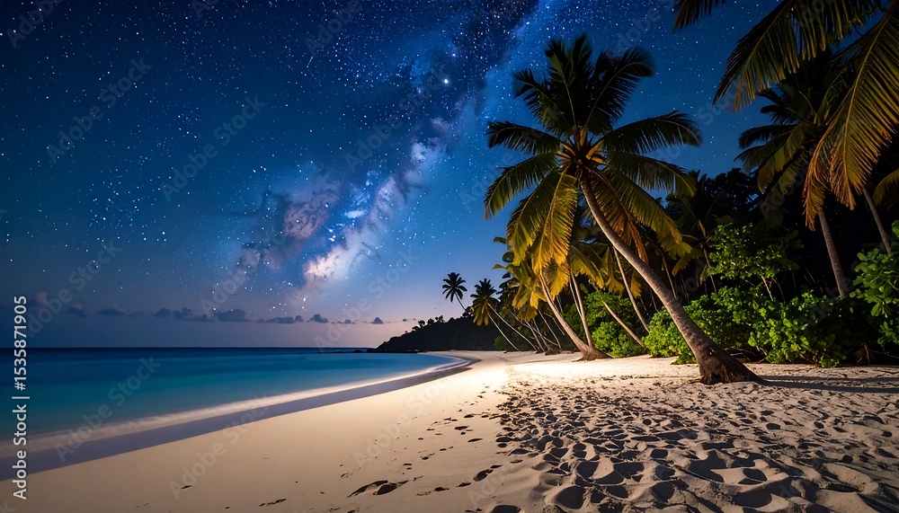 Fototapeta premium Milky Way over tropical beach