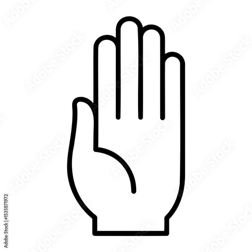 Raised hand gesture, minimalist line art, sign language representation, communication concept