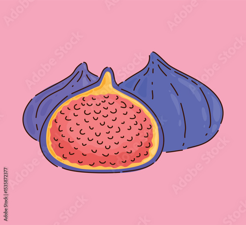 Vibrant Figs on a Soft Pink Background for Creative Fresh Produce Concepts and Ideas