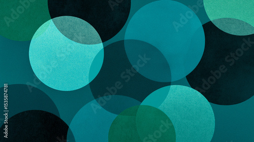 Teal and Green Overlapping Circles Abstract Background