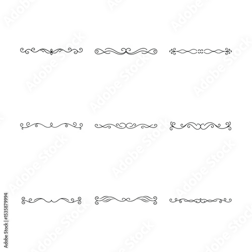 Elegant Black and White Decorative Dividers with Swirls and Curves