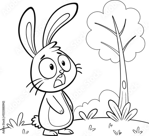 cartoon of startled rabbit vector