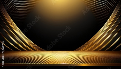 luxury black background illustration with shiny gold line and halftone luxury elegant theme design
