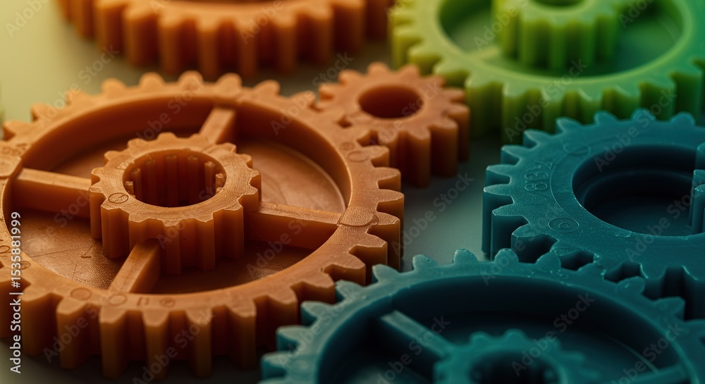 Interlocking Colorful Plastic Gears on a Green Background – Representing Teamwork, Mechanics, and System Concepts.
Interlocking Colorful Plastic Gears on a Green Background – Representing Teamwork, Mechanics, and System Concepts.