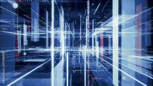 Immersive Futuristic Data Network, Cinematic Digital Matrix Exploration
