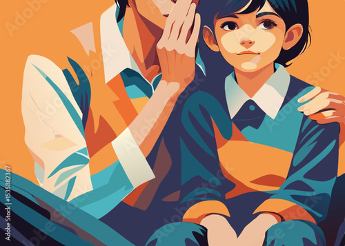 Father whispering secret to daughter, in warm colors, for family blogs