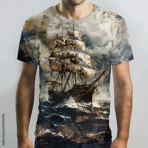 ship and freedom tshirt graphiс design