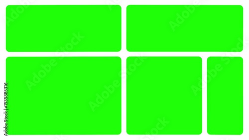 collage or grid green screen 4k animation Native Design elements, Simple bento grid UI layout design. trendy Geometry Futuristic grid animation
