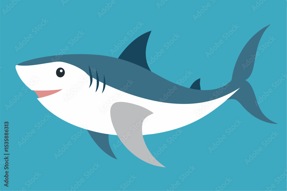 Fototapeta premium Oceanic Predator: A stylized illustration captures the sleek form and predatory nature of a shark, a powerful symbol of the ocean's raw energy.
